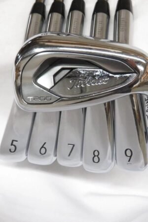 Used Titleist T200 Iron Set 5-PW AMT Red S300 Stiff Flex Steel Shafts.