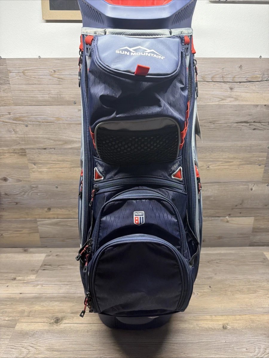 Sun Mountain Golf Cart Bag C130 5-Way USA Flag Red White Blue with Rain Cover!