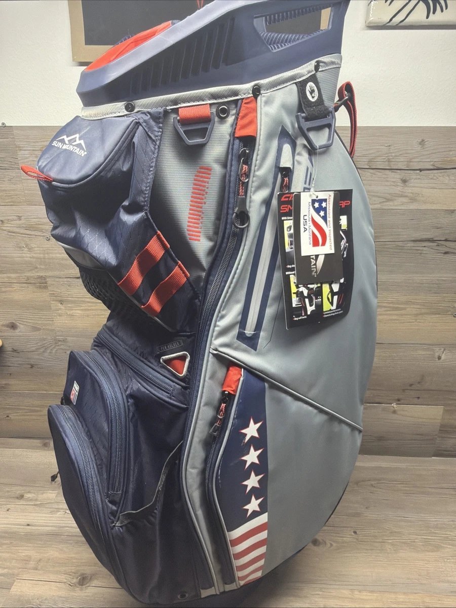 Sun Mountain Golf Cart Bag C130 5-Way USA Flag Red White Blue with Rain Cover! - Image 8