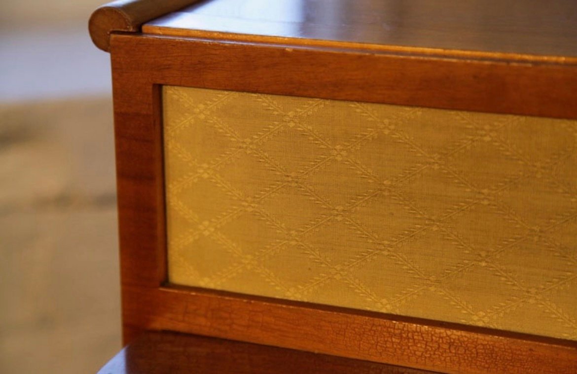 Grotrian Steinweg Model 110 Upright Piano Mid Century Modern Walnut Fabric Panel - Image 6