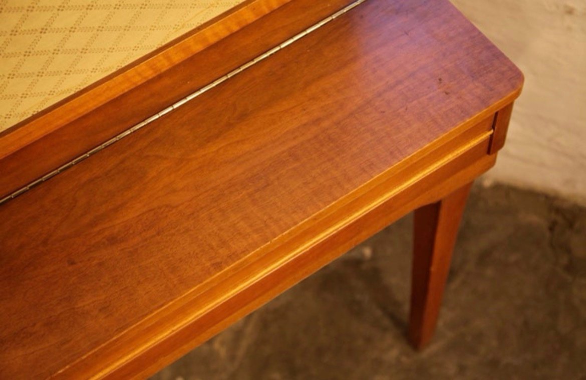 Grotrian Steinweg Model 110 Upright Piano Mid Century Modern Walnut Fabric Panel - Image 4