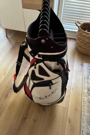 Rare - Kahma C5 Staff Leather bag - RH - Black/White/Red - Great for Push Carts