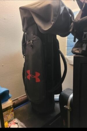 RARE” Under Armour Armada Golf Cart Bag 15-Way Dividers Black/Gray w/ Rain Hood